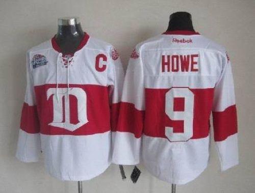 Red Wings #9 Gordie Howe White Winter Classic Stitched NHL Jersey
