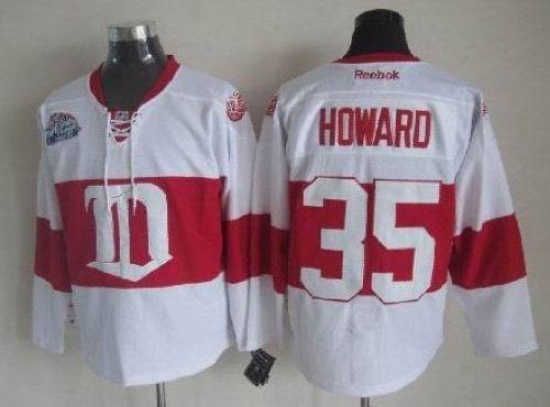 Red Wings #35 Jimmy Howard White Winter Classic Stitched NHL Jersey