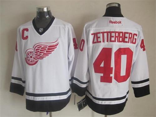 Red Wings #40 Henrik Zetterberg White Fashion Stitched NHL Jersey