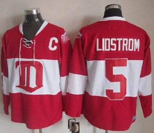 Red Wings #5 Nicklas Lidstrom Red Winter Classic CCM Throwback Stitched NHL Jersey