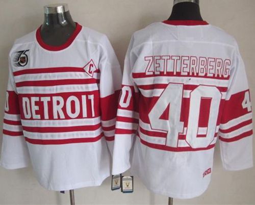 Red Wings #40 Henrik Zetterberg White 75TH CCM Stitched NHL Jersey