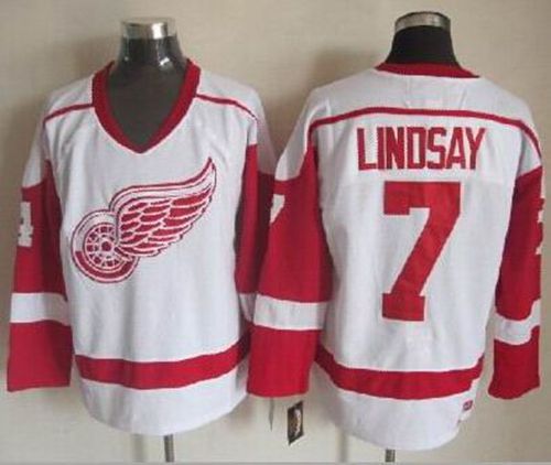 Red Wings #7 Ted Lindsay White CCM Throwback Stitched NHL Jersey
