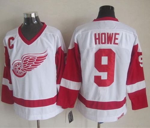 Red Wings #9 Gordie Howe White CCM Throwback Stitched NHL Jersey