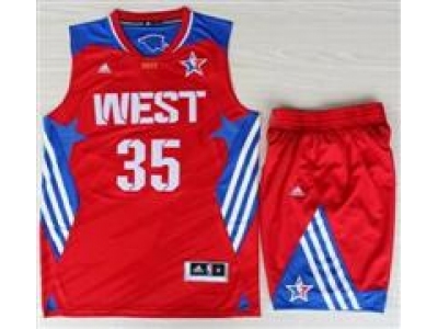2013 All Star Western Conference Oklahoma City Thunder #35 Kevin Durant Red(Revolution 30 Swingman)Suits