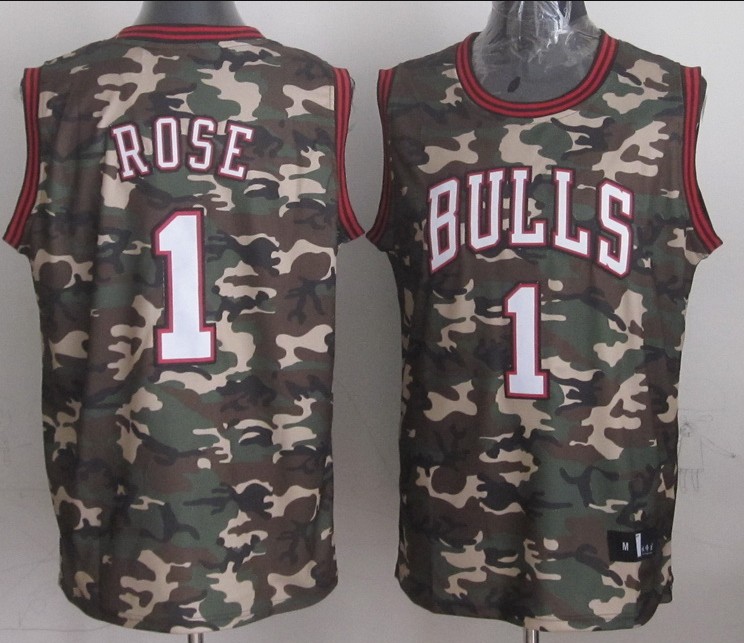 2013 NBA Chicago Bulls 1 Derrick Rose Swingman Fashion Camouflage Camo Jersey96475