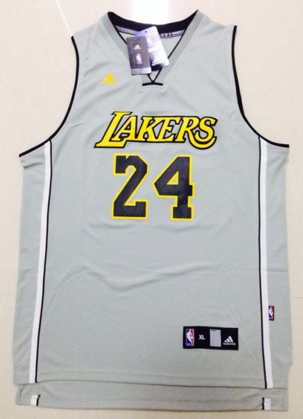 2013 New  NBA Los Angeles Lakers 24 Kobe Bryant New Revolution 30 Swingman Fashion Gray Jersey