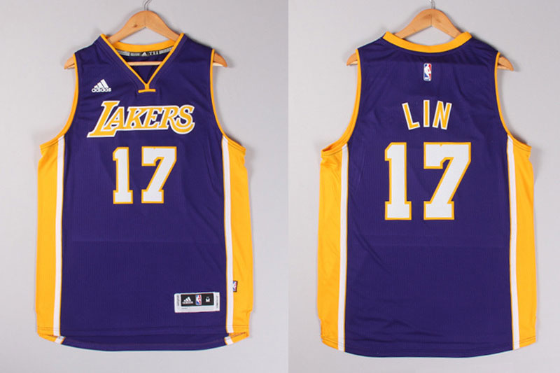 2014 2015  NBA Los Angeles Lakers 17 Jeremy Lin New Revolution 30 Swingman Purple Jersey