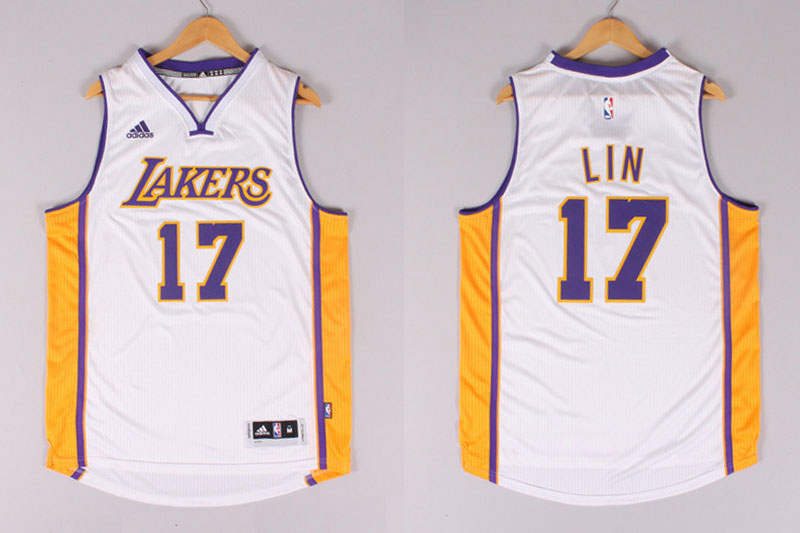 2014 2015  NBA Los Angeles Lakers 17 Jeremy Lin New Revolution 30 Swingman White Jersey