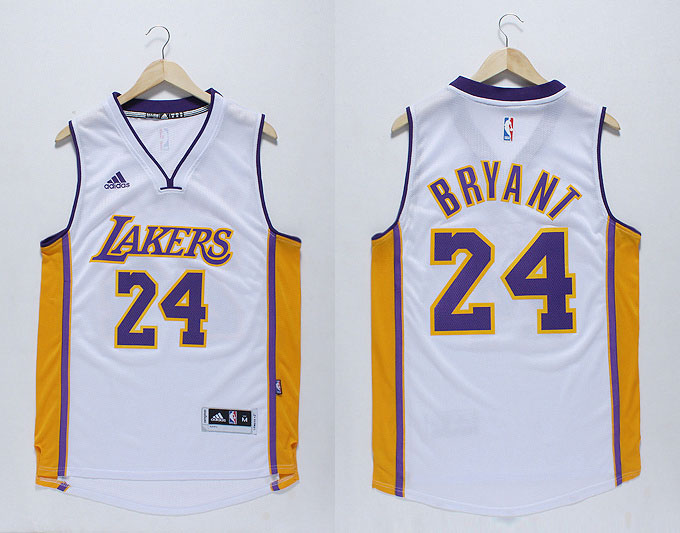 2014 2015  NBA Los Angeles Lakers 24 Kobe Bryant New Revolution 30 Swingman White Jerseys