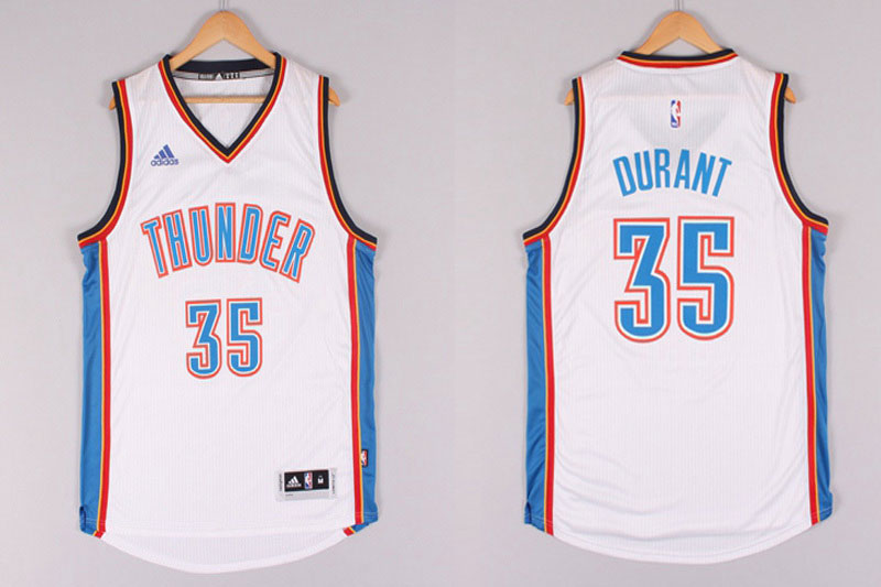 2014 2015  NBA Oklahoma City Thunder 35 Kevin Durant New Revolution 30 Swingman White Jersey