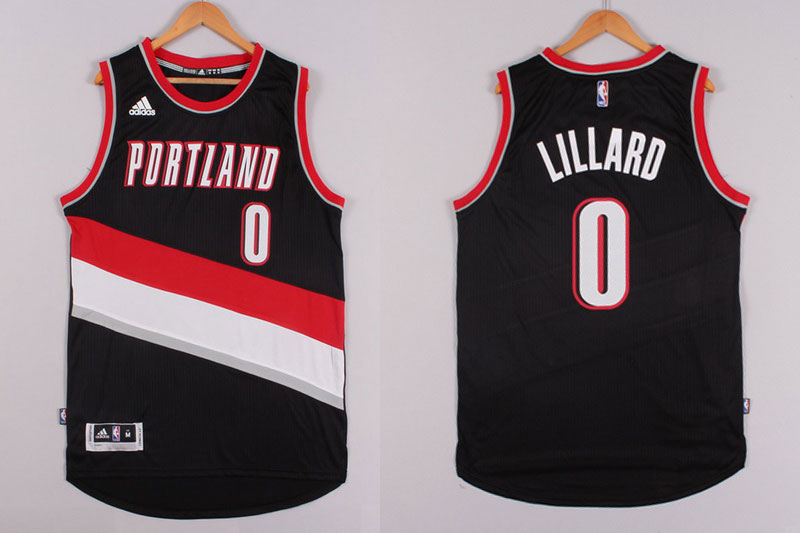 2014 2015  NBA Portland Trail Blazers 0 Damian Lillard New Revolution 30 Swingman Black Jerseys