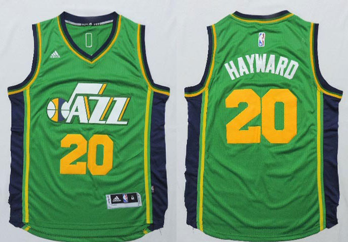 2014 2015  NBA Utah Jazz 20 Gordon Hayward New Revolution 30 Swingman Navy Green Jersey