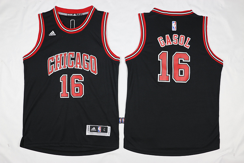 2015   2016  NBA Chicago Bulls 16 Pau Gasol New Revolution 30 Swingman Home Black Jersey