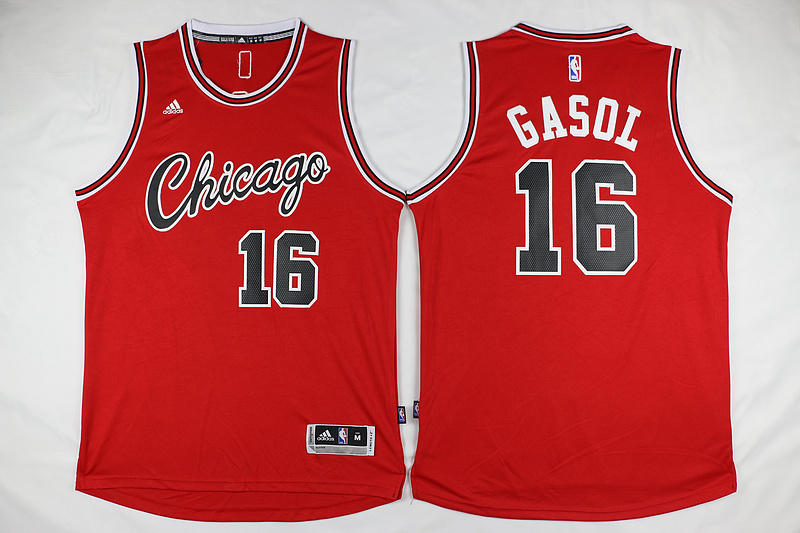 2015 2016  NBA Chicago Bulls 16 Pau Gasol New Revolution 30 Swingman Red Jersey