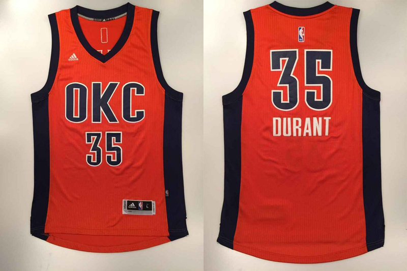 2015 2016  NBA Oklahoma City Thunder 35 Kevin Durant New Revolution 30 Swingman Orange Jersey