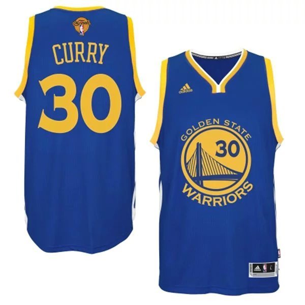 2015 NBA Finals Patch  NBA Golden State Warriors 30 Stephen Curry New Revolution 30 Swingman Blue Jersey