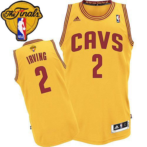 2015 NBA Finals Patch Cleveland Cavaliers 2 Kyrie Irving New Revolution 30 Swingman Yellow Jersey