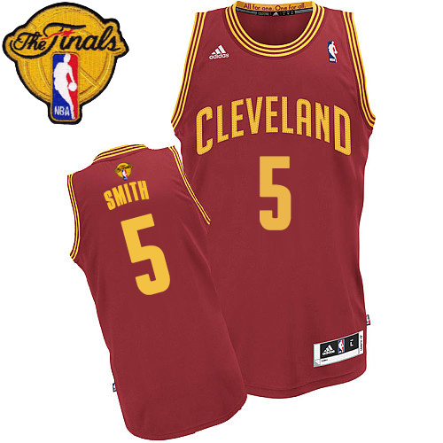2015 NBA Finals Patch Cleveland Cavaliers 5 Jr Smith New Revolution 30 Swingman Red Jersey