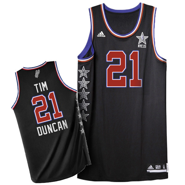 2015 NBA NYC All Star Western Conference #21 Tim Duncan Black Jersey