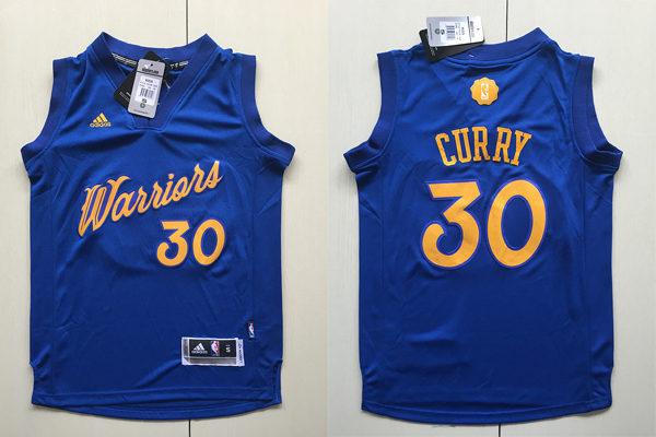 2016 NBA Christmas Day Kid jersey Golden State Warriors 30 Stephen Curry Swingman Blue Youth Jersey