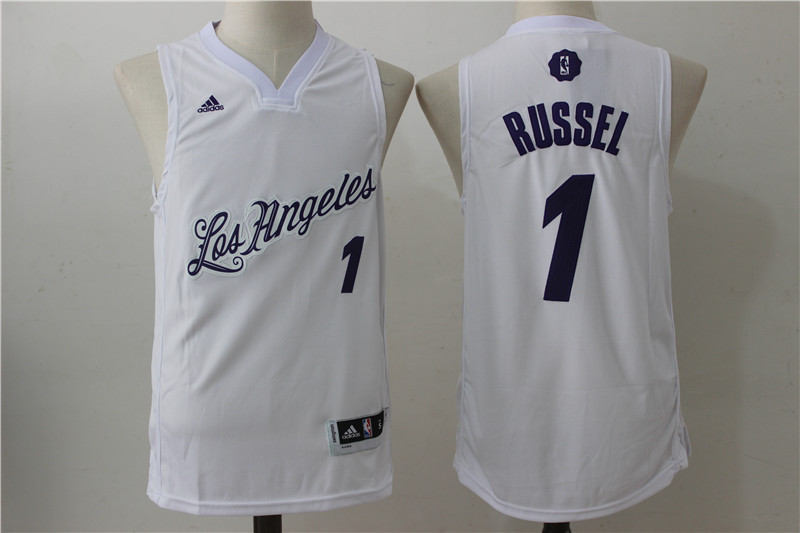 2016 NBA Christmas Day jersey Los Angeles Lakers 1 D Angelo Russell New Revolution 30 Swingman White Jersey