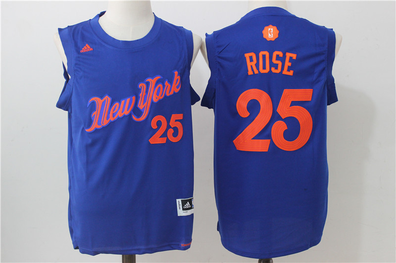 2016 NBA Christmas Day jersey New York Knicks 25 Derrick Rose New Revolution 30 Swingman Blue Jersey