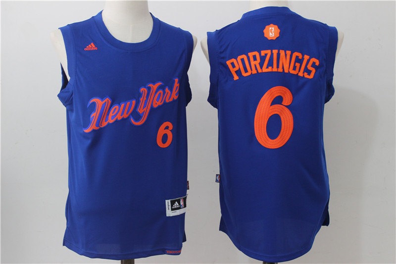 2016 NBA Christmas Day jersey New York Knicks 6 Kristaps Porzingis New Revolution 30 Swingman Blue Jersey