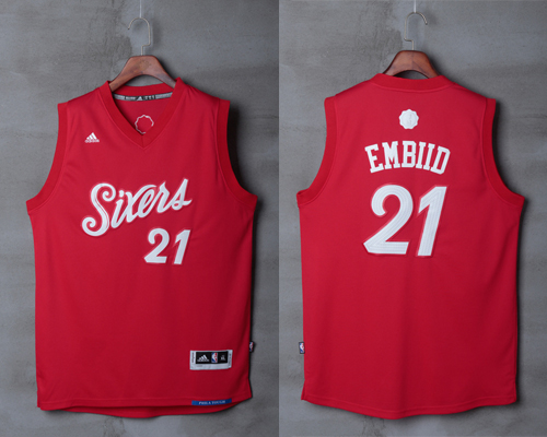 2016 NBA Christmas Day jersey Philadelphia 76ers 21 Joel Embiid New Revolution 30 Swingman Red Jersey
