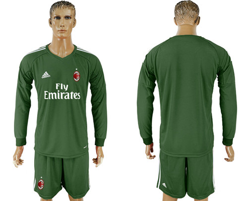 2017 18 AC Milan Military Green Goalkeeper Long Sleeve Soccer Jersey