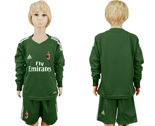 2017 18 AC Milan Military Green Goalkeeper Youth Long Sleeve Soccer Jersey