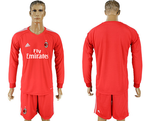 2017 18 AC Milan Red Goalkeeper Long Sleeve Soccer Jersey
