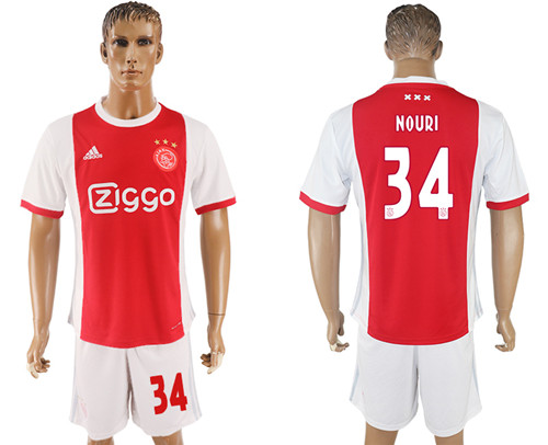 2017 18 Ajax 34 NOURI Home Soccer Jersey
