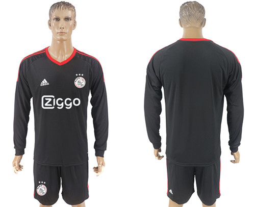 2017 18 Ajax Black Long Sleeve Goalkeeper Soccer Jersey