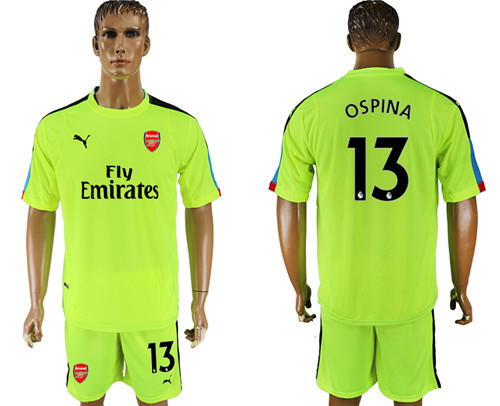 2017 18 Arsenal 13 OSPINA Fluorescent Green Goalkeeper Soccer Jersey