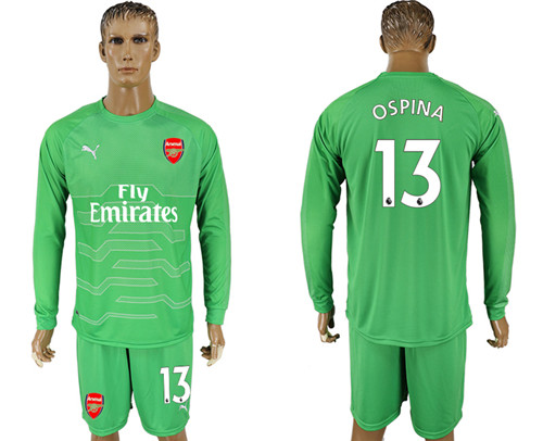 2017 18 Arsenal 13 OSPINA Green Long Sleeve Goalkeeper Soccer Jersey