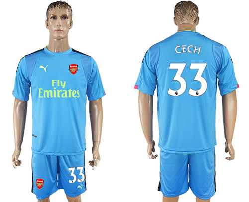 2017 18 Arsenal 33 CECH Blue Goalkeeper Soccer Jersey