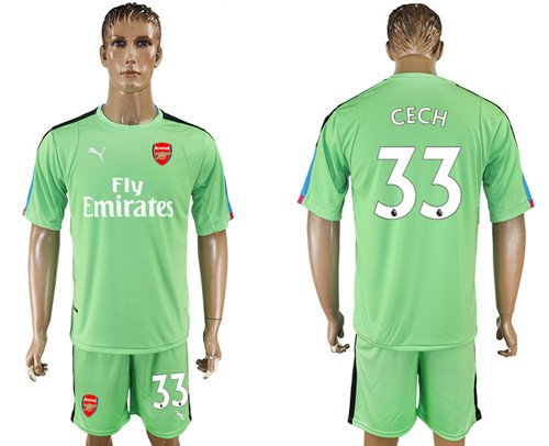 2017 18 Arsenal 33 CECH Green Goalkeeper Soccer Jersey