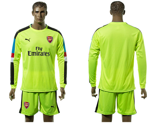 2017 18 Arsenal Fluorescent Green Long Sleeve Goalkeeper Soccer Jersey