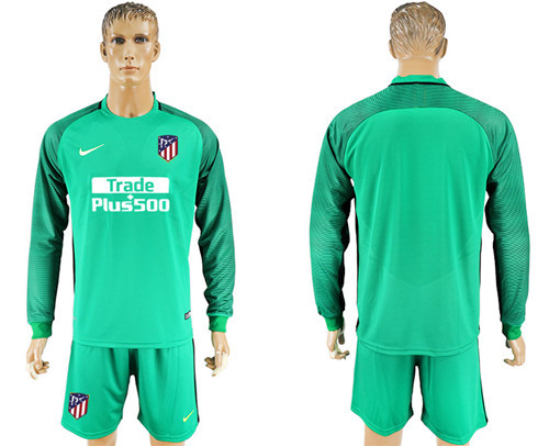 2017 18 Atletico Madrid Green Long Sleeve Goalkeeper Soccer Jersey