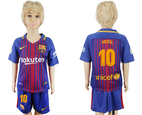2017 18 Barcelona 10 MESSI Home Youth Soccer Jersey