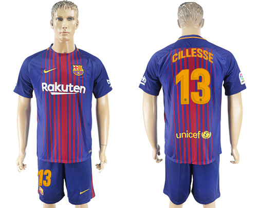 2017 18 Barcelona 13 CILLESSE Home Soccer Jersey