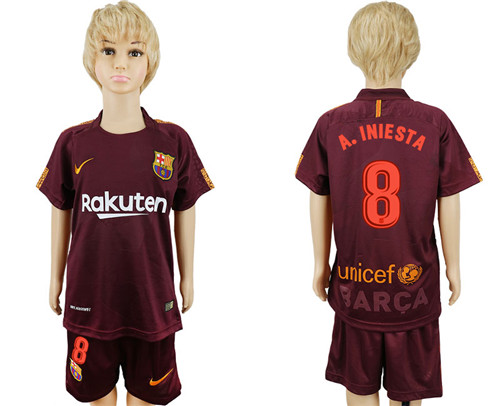 2017 18 Barcelona 8 A. INIESTA Third Away Youth Soccer Jersey