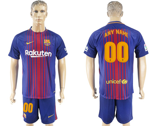 2017 18 Barcelona Home Customized Soccer Jersey