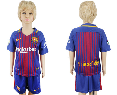 2017 18 Barcelona Home Youth Soccer Jersey