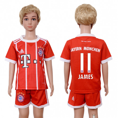 2017 18 Bayern Munich 11 JAMES Home Youth Soccer Jersey