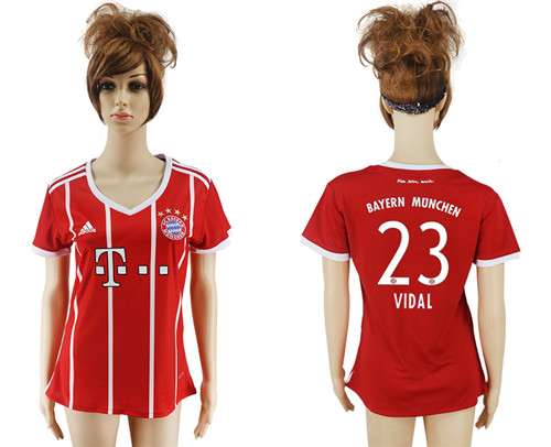 2017 18 Bayern Munich 23 VIDAL Home Women Soccer Jersey