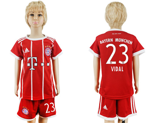 2017 18 Bayern Munich 23 VIDAL Home Youth Soccer Jersey