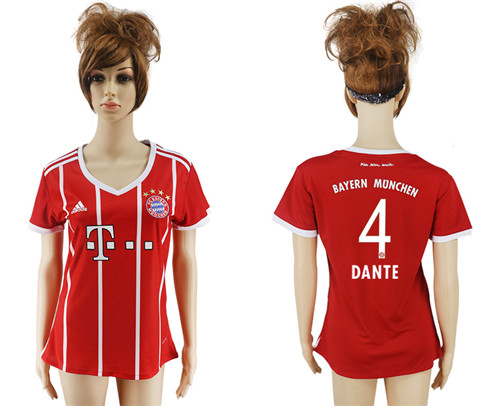 2017 18 Bayern Munich 4 DANTE Home Women Soccer Jersey