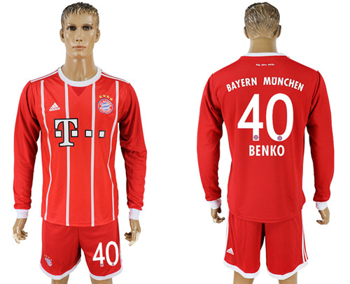 2017 18 Bayern Munich 40 EBNKO Home Long Sleeve Soccer Jersey
