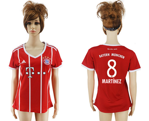 2017 18 Bayern Munich 8 MARTINEZ Home Women Soccer Jersey